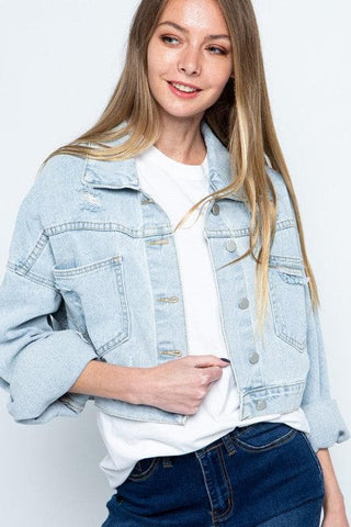 BLUE B Rhinestone Fringe Distressed Denim Jacket, 2 Colors - SwagglyLife Home & Fashion