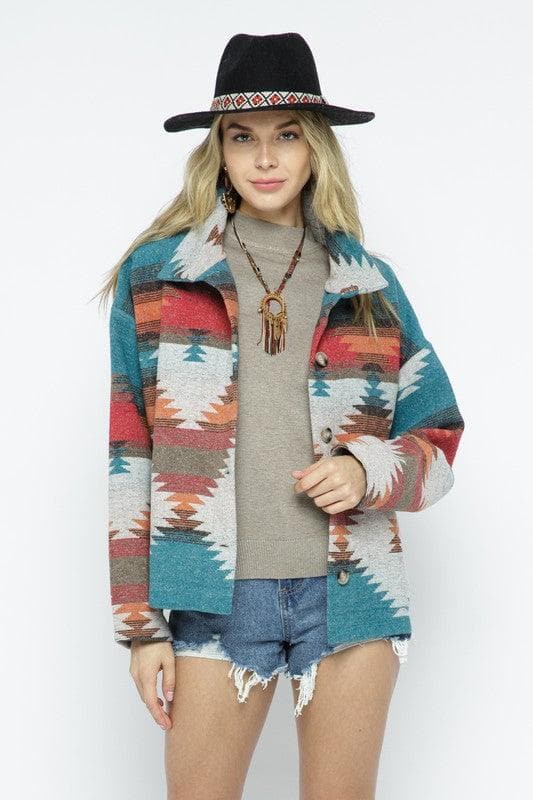 BLUE B Soft Comfy Lightweight Aztec Pattern Jacket - SwagglyLife Home & Fashion