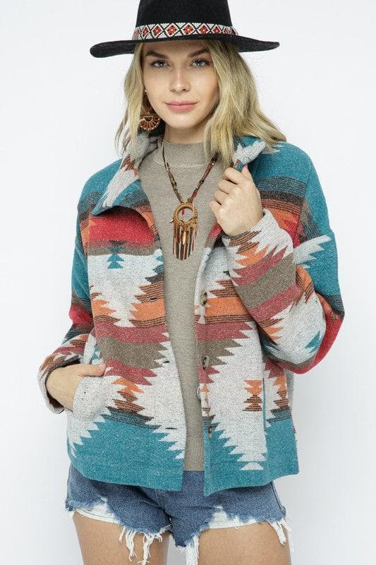 BLUE B Soft Comfy Lightweight Aztec Pattern Jacket - SwagglyLife Home & Fashion