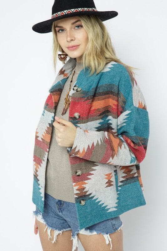 BLUE B Soft Comfy Lightweight Aztec Pattern Jacket - SwagglyLife Home & Fashion