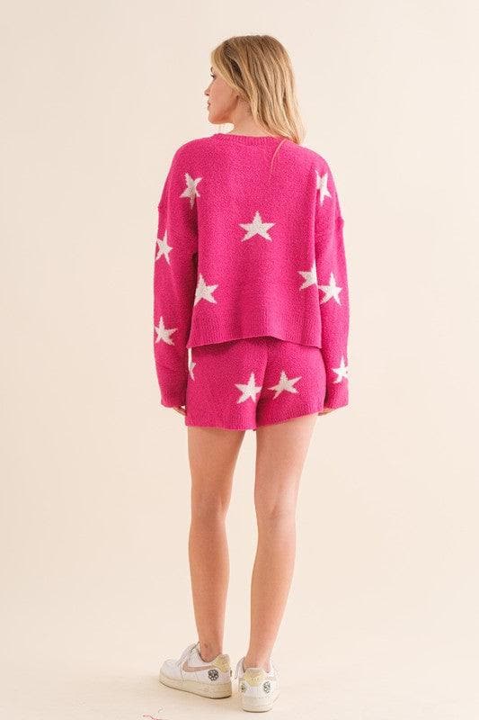 Blue B Soft Long Sleeve Star Print Top and Short Set - SwagglyLife Home & Fashion