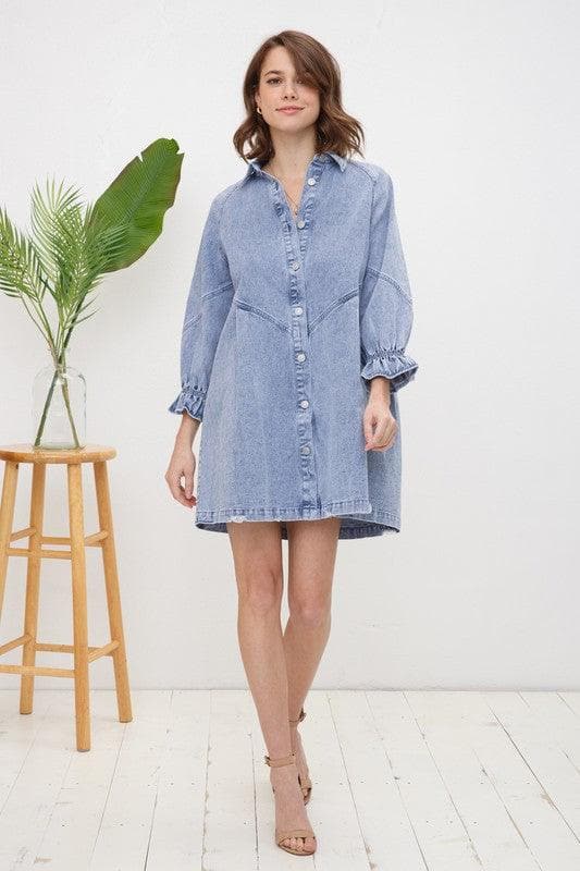 Blue B Washed Denim Dress - SwagglyLife Home & Fashion