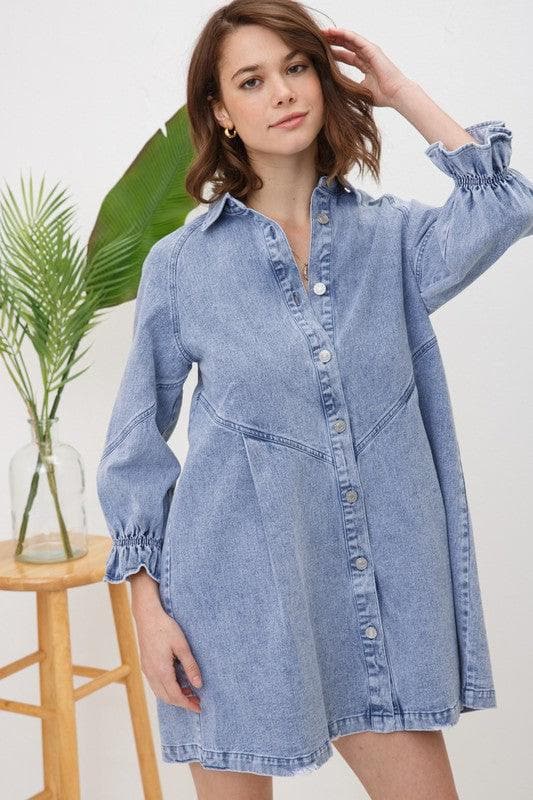 Blue B Washed Denim Dress - SwagglyLife Home & Fashion