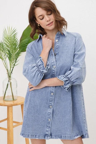 Blue B Washed Denim Dress - SwagglyLife Home & Fashion