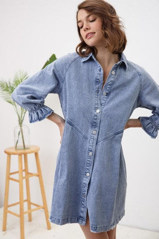 Blue B Washed Denim Dress - SwagglyLife Home & Fashion