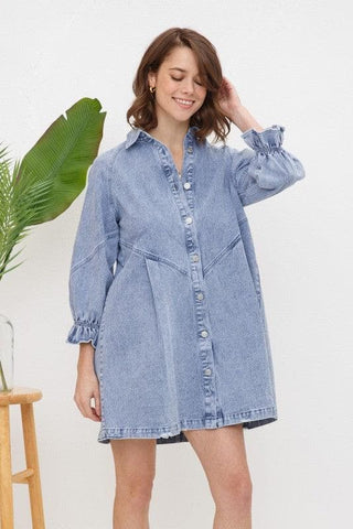 Blue B Washed Denim Dress - SwagglyLife Home & Fashion