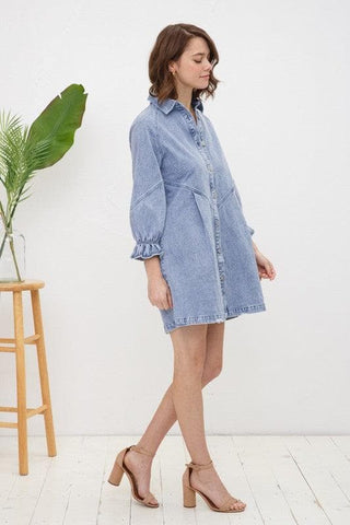 Blue B Washed Denim Dress - SwagglyLife Home & Fashion