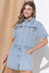 BLUE B Washed Denim Overall Romper - SwagglyLife Home & Fashion