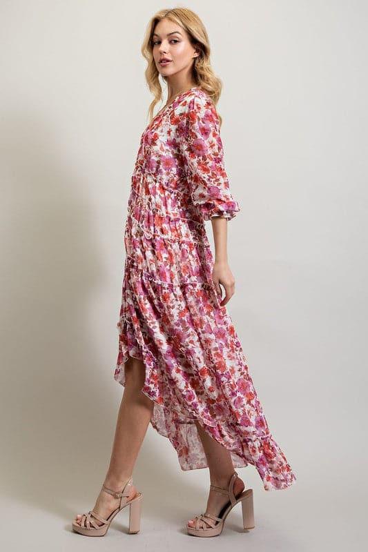 Bohemian Floral High and Low Maxi Dress - SwagglyLife Home & Fashion