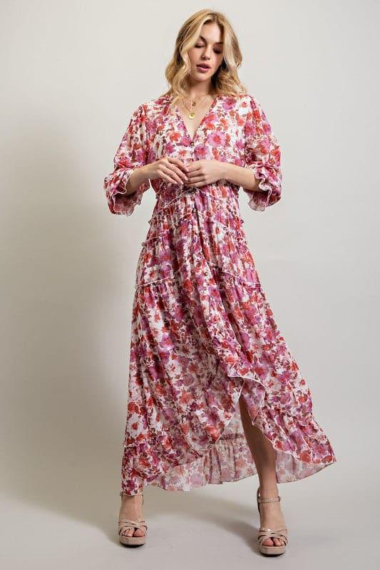 Bohemian Floral High and Low Maxi Dress - SwagglyLife Home & Fashion