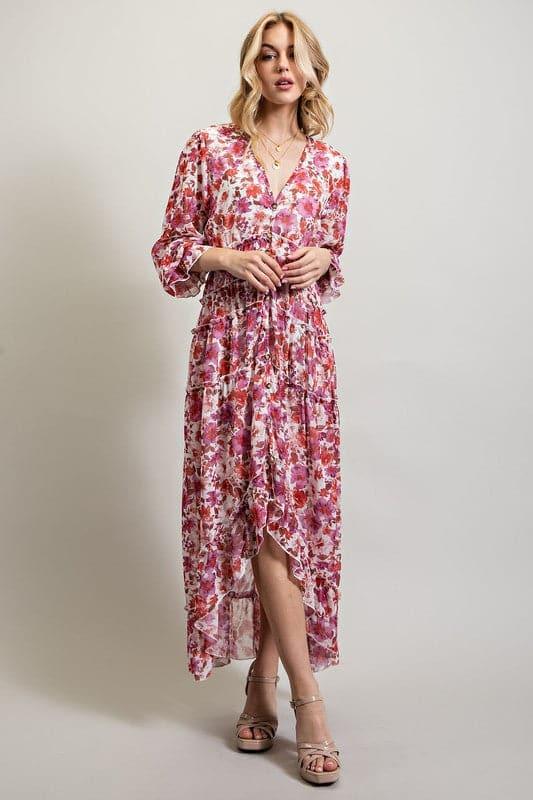 Bohemian Floral High and Low Maxi Dress - SwagglyLife Home & Fashion