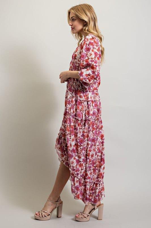 Bohemian Floral High and Low Maxi Dress - SwagglyLife Home & Fashion