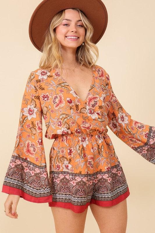 Boho Brunch Floral Print Romper - SwagglyLife Home & Fashion