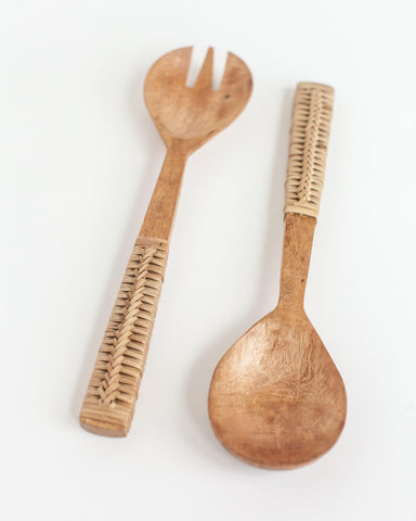 Braided Mango Wood Salad Servers - SwagglyLife Home & Fashion