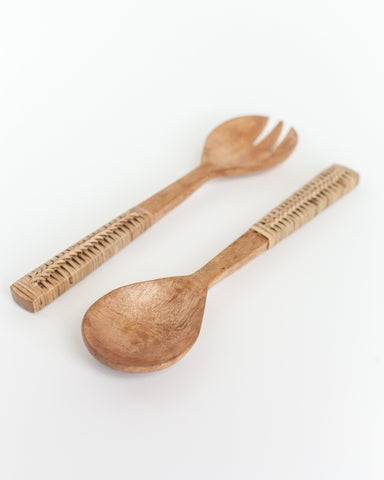 Braided Mango Wood Salad Servers - SwagglyLife Home & Fashion