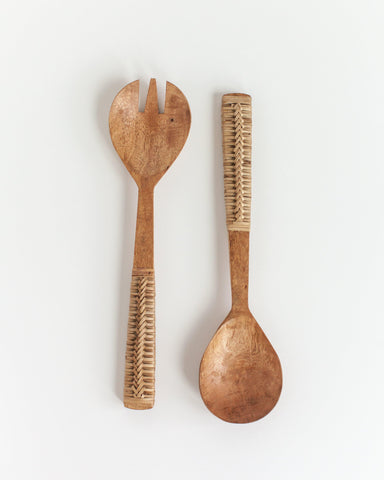 Braided Mango Wood Salad Servers - SwagglyLife Home & Fashion