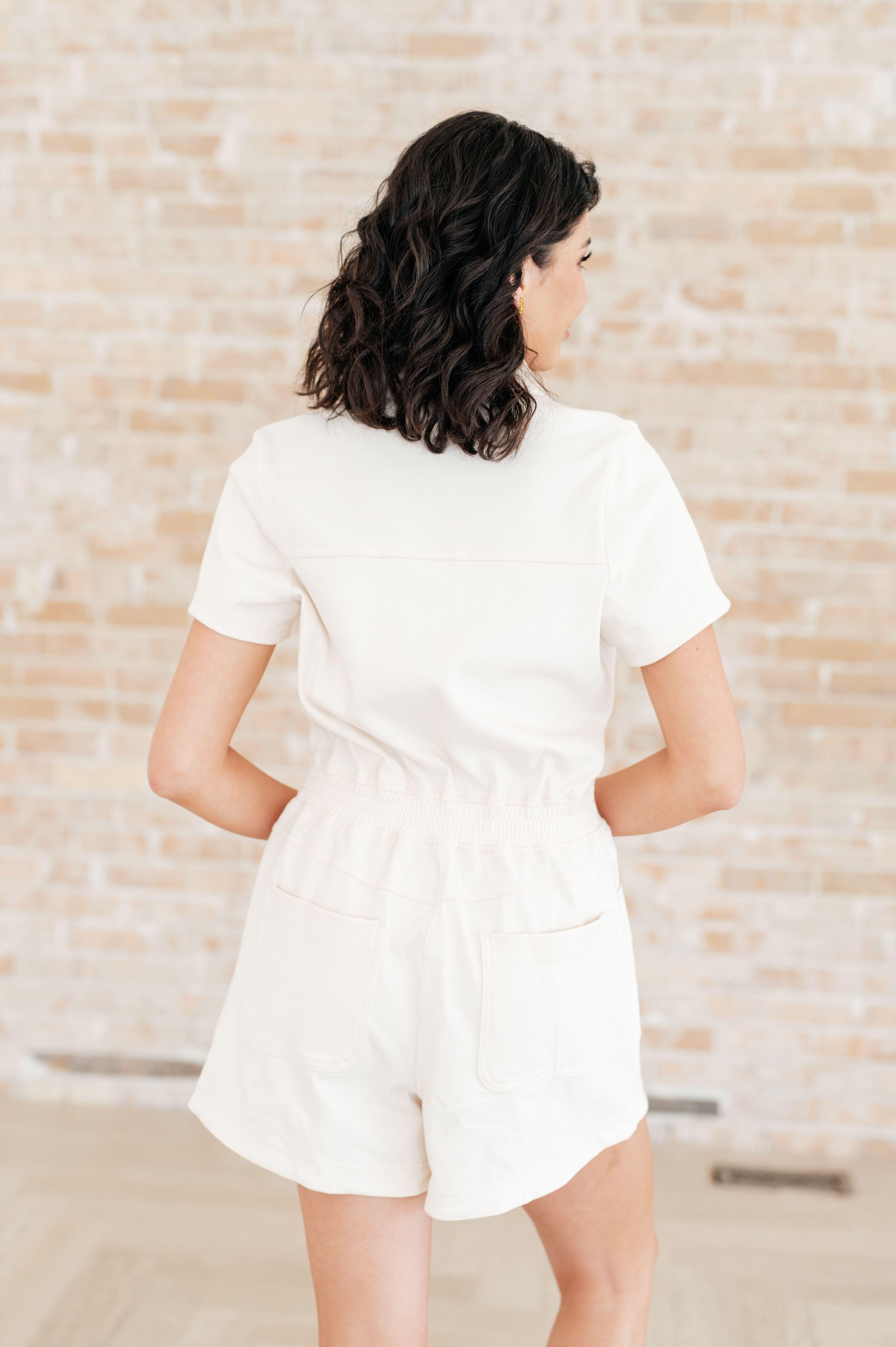 Break Point Collared Romper in Natural - SwagglyLife Home & Fashion