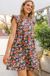 ODDI Full Size Floral Ruffled Cap Sleeve Mini Dress - SwagglyLife Home & Fashion