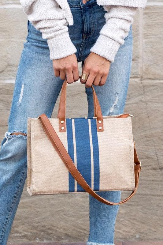 Canvas Stripe Tote - SwagglyLife Home & Fashion