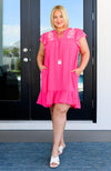 Carnival Flutter Sleeve Dress In Hot Pink - SwagglyLife Home & Fashion