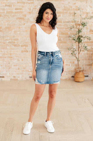 Carol High Rise Rigid Magic Denim Skirt - SwagglyLife Home & Fashion