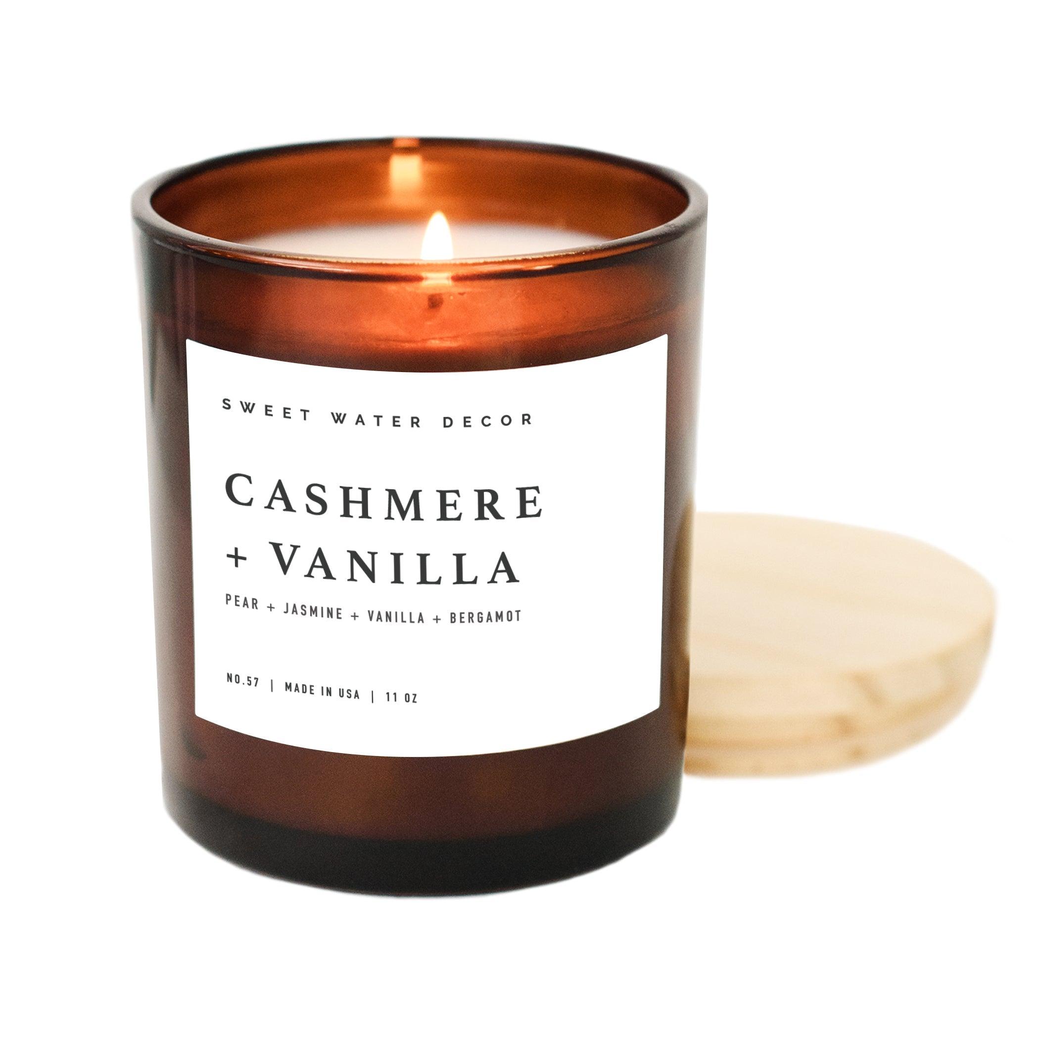 Cashmere and Vanilla Soy Candle - Amber Jar - 11 oz - SwagglyLife Home & Fashion