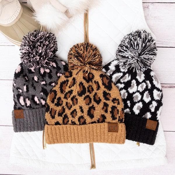 CC Leopard Pom Beanie - SwagglyLife Home & Fashion