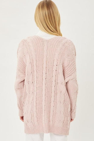 LOVE TREE Chenille Cable Knit Oversized Open Front Cardigan - SwagglyLife Home & Fashion