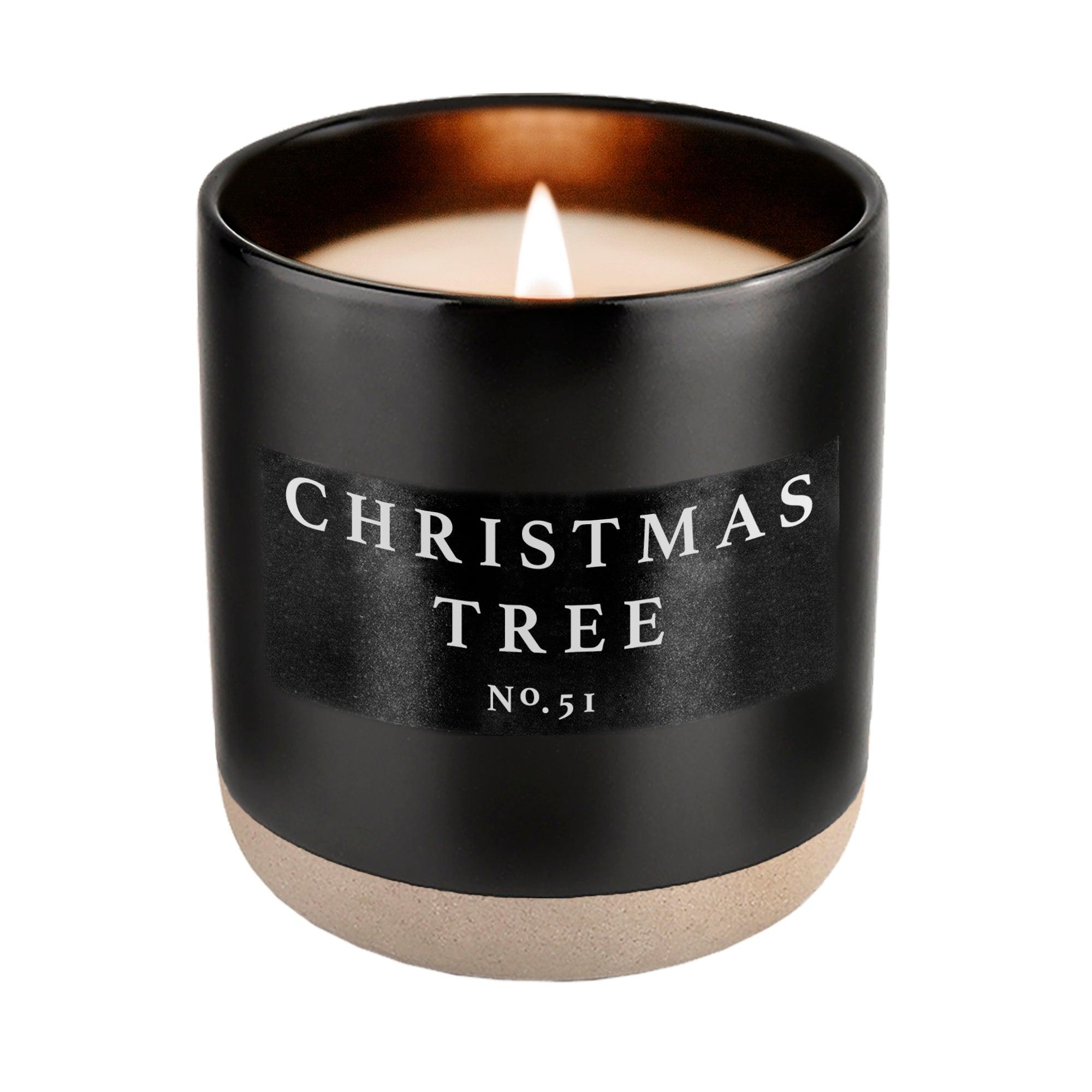 Christmas Tree Soy Candle - Black Stoneware Jar - 12 oz - SwagglyLife Home & Fashion