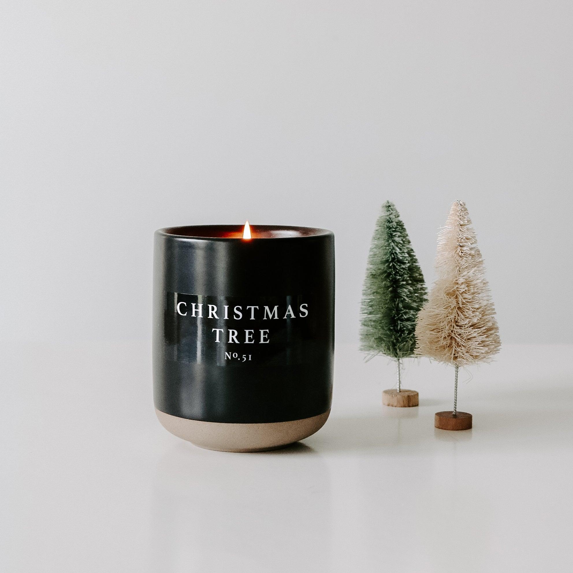 Christmas Tree Soy Candle - Black Stoneware Jar - 12 oz - SwagglyLife Home & Fashion