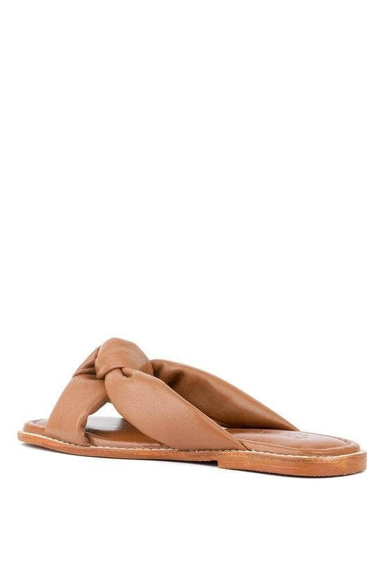 CHUBS Tan Puffy Strap Sliders Flat - SwagglyLife Home & Fashion