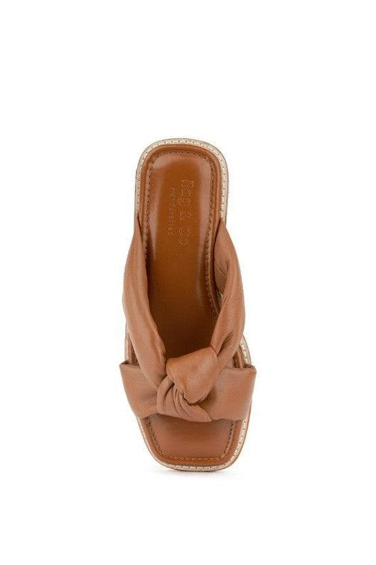 CHUBS Tan Puffy Strap Sliders Flat - SwagglyLife Home & Fashion