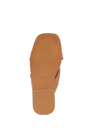 CHUBS Tan Puffy Strap Sliders Flat - SwagglyLife Home & Fashion