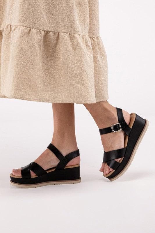 Clever-S Cross Strap Wedge Sandals - SwagglyLife Home & Fashion