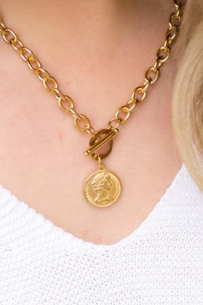 Coin Accent Chain Necklace - SwagglyLife Home & Fashion