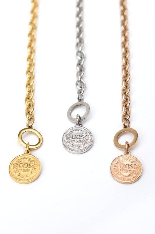 Coin Accent Chain Necklace - SwagglyLife Home & Fashion