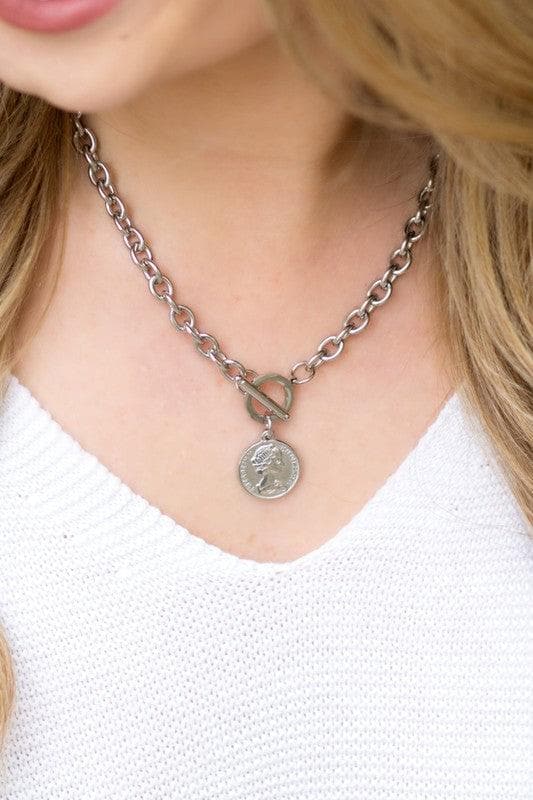Coin Accent Chain Necklace - SwagglyLife Home & Fashion
