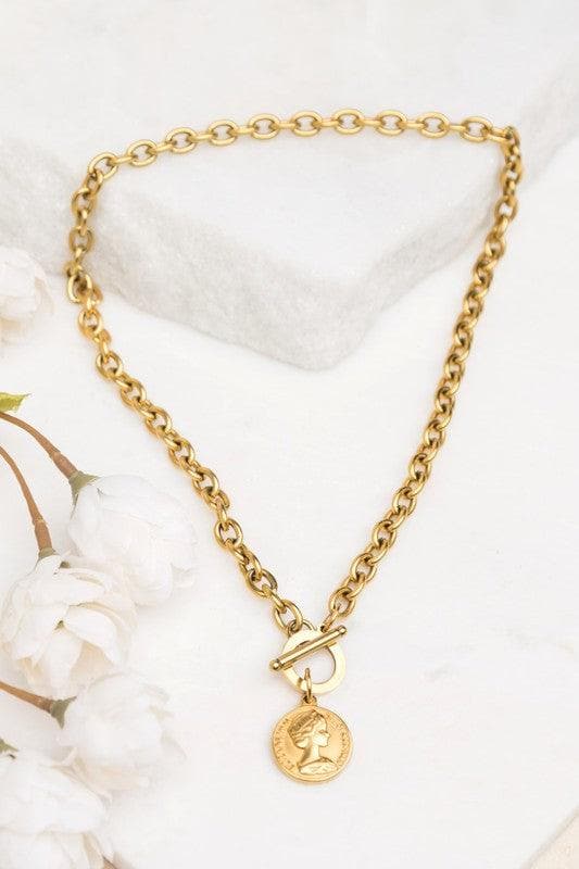 Coin Accent Chain Necklace - SwagglyLife Home & Fashion