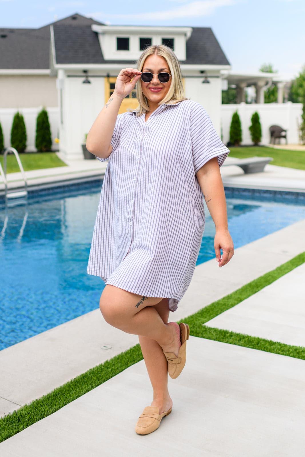 Cornelia Striped Shirt Dress - SwagglyLife Home & Fashion