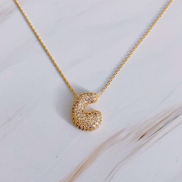 Crystal Bubble Initial Necklace - SwagglyLife Home & Fashion