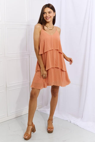 Culture Code By The River Full Size Cascade Ruffle Style Cami Dress in Sherbet - SwagglyLife Home & Fashion