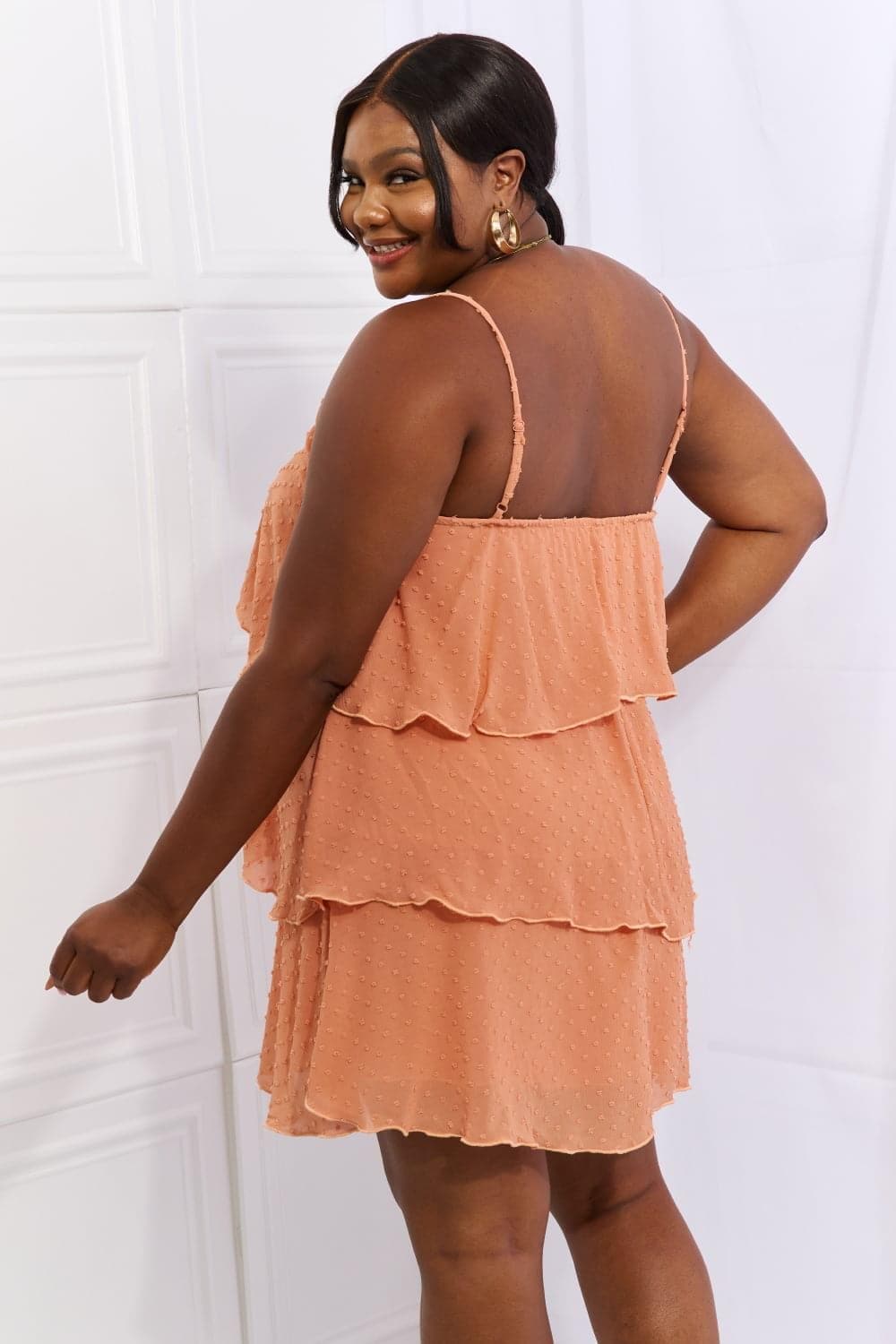 Culture Code By The River Full Size Cascade Ruffle Style Cami Dress in Sherbet - SwagglyLife Home & Fashion