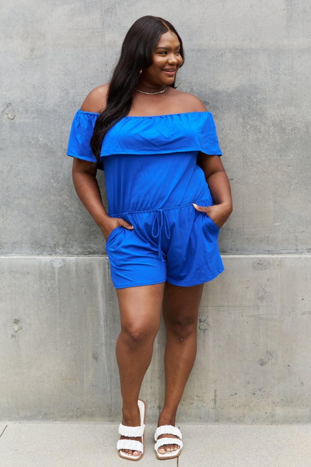 Culture Code Full Size Off The Shoulder Romper - SwagglyLife Home & Fashion