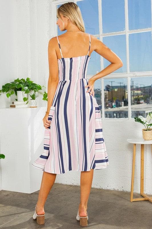 Cut Out Stripe Dress with Pockets - SwagglyLife Home & Fashion