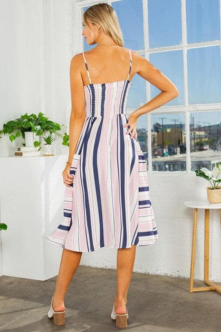 Cut Out Stripe Dress with Pockets - SwagglyLife Home & Fashion