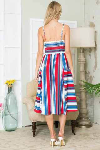 Cut Out Stripe Dress with Pockets - SwagglyLife Home & Fashion