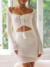 Cutout Lace-Up Long Sleeve Cover Up - SwagglyLife Home & Fashion