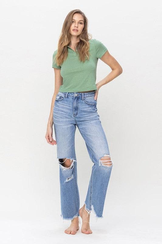 VERVET by Flying Monkey 90's Vintage Super High Rise Flare Jeans - SwagglyLife Home & Fashion