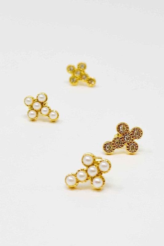 Dainty Cross Stud Earrings, Gold Plated - SwagglyLife Home & Fashion