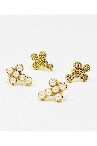 Dainty Cross Stud Earrings, Gold Plated - SwagglyLife Home & Fashion